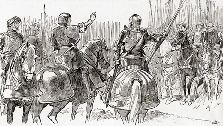 Scène de la pièce de William Shakespeare, Richard III, Acte V, Scène 2, de Les Œuvres de William Shakespeare, publié en 1896
